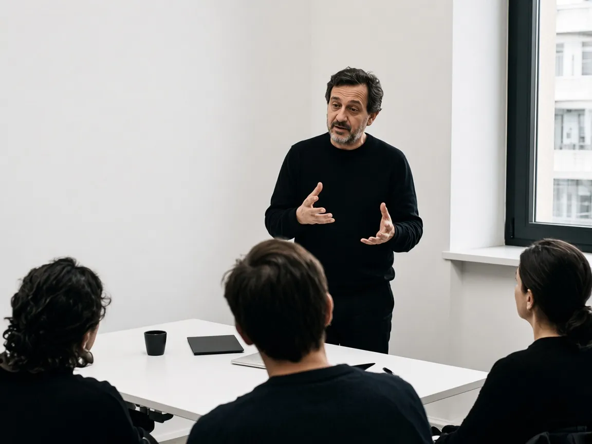 A lecturer leading a seminar with a small group of students